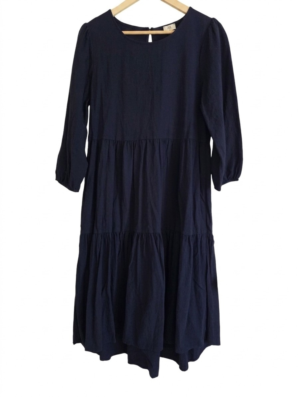 NLT (No Less Than) Navy Tiered Midi Dress - Long Sleeve